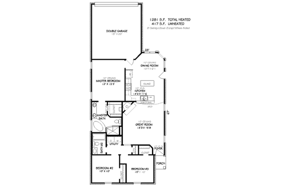 Floor Plan - Main Floor for European House Plan #424-102 - 3 bed, 2 bath