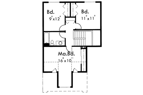 Floor Plan - Upper Floor for Traditional House Plan #303-449 - 3 bed, 1.5 bath