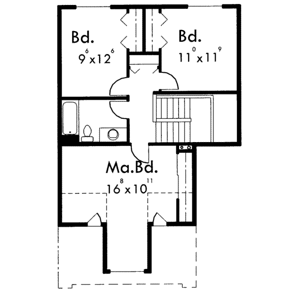 Traditional Floor Plan - Upper Floor Plan #303-449