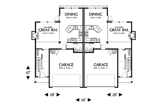 Floor Plan - Main Floor for Traditional House Plan #48-154 - 3 bed, 2.5 bath