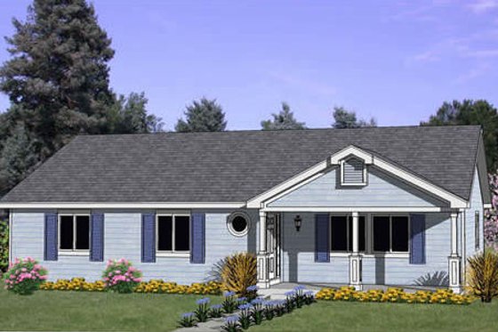 Exterior - Front Elevation for Ranch House Plan #116-237 - 4 bed, 2 bath