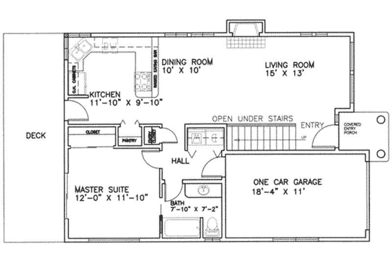 Architectural House Design - Floor Plan - Main Floor for Traditional House Plan #117-188 - 3 bed, 2 bath