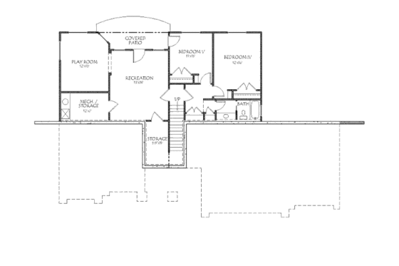 Floor Plan - Lower Floor for Adobe / Southwestern House Plan #24-286 - 5 bed, 3 bath