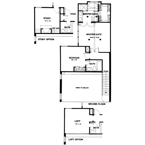 Traditional Floor Plan - Upper Floor Plan #141-182