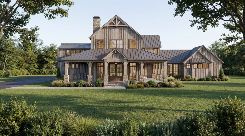 Exterior - Front Elevation 2 for Farmhouse House Plan #923-496 - 4 bed, 4.5 bath