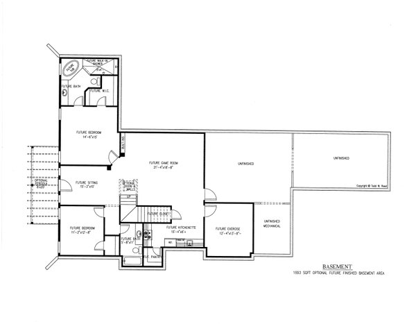 House Blueprint - Craftsman Floor Plan - Lower Floor Plan #437-74