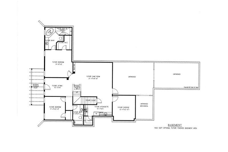 Architectural House Design - Floor Plan - Lower Floor for Craftsman House Plan #437-74 - 3 bed, 3.5 bath