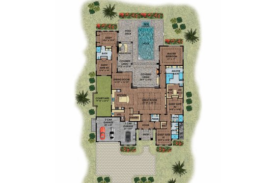 Floor Plan - Main Floor for Contemporary House Plan #548-34 - 4 bed, 4.5 bath