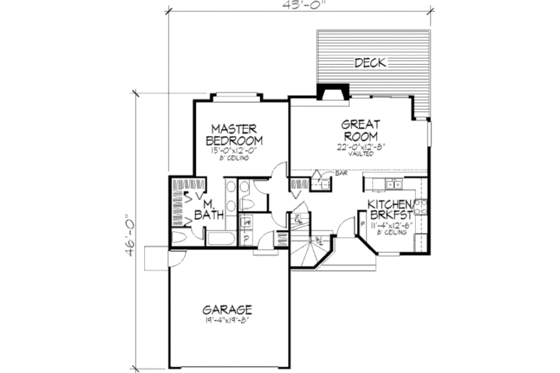 Floor Plan - Main Floor for Traditional House Plan #320-379 - 3 bed, 2.5 bath