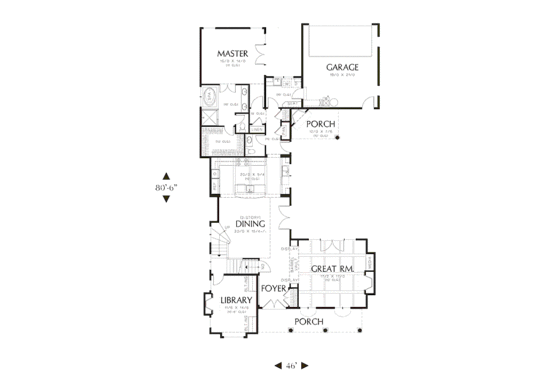 Floor Plan - Main Floor for Mediterranean House Plan #48-243 - 5 bed, 4.5 bath