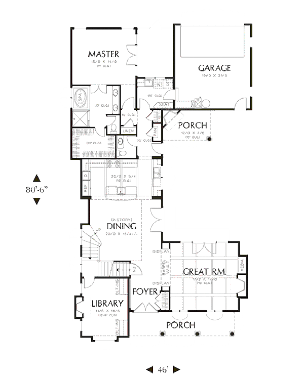 Architectural House Design - Mediterranean Floor Plan - Main Floor Plan #48-243