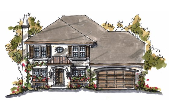 Exterior - Front Elevation 3 for European House Plan #20-931 - 4 bed, 2.5 bath