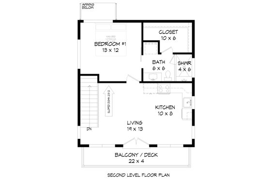 Floor Plan - Upper Floor for Modern House Plan #932-596 - 1 bed, 1.5 bath