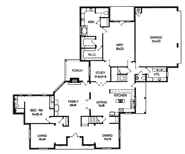 Southern Floor Plan - Main Floor Plan #15-230