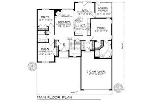 Floor Plan - Main Floor for Traditional House Plan #70-129 - 3 bed, 2 bath