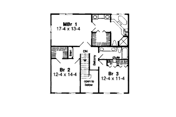 Floor Plan - Upper Floor for Farmhouse House Plan #312-250 - 3 bed, 2.5 bath