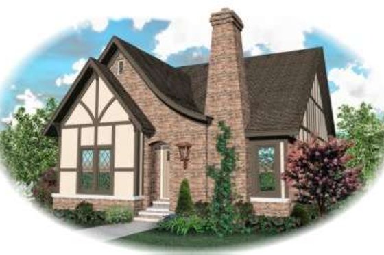 Exterior - Front Elevation for Tudor House Plan #81-1553 - 3 bed, 2 bath