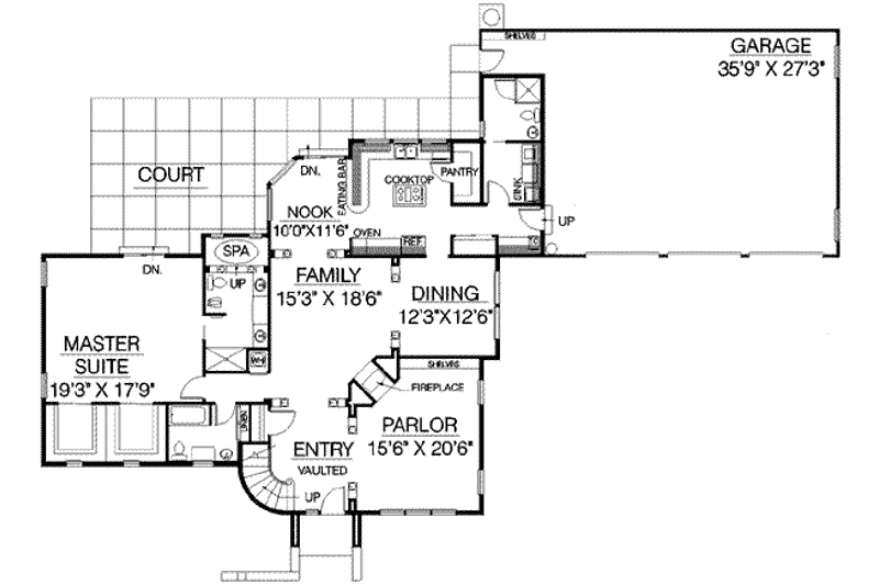 Architectural House Design - Floor Plan - Main Floor for Mediterranean House Plan #60-369 - 4 bed, 4 bath