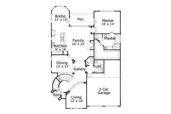 Floor Plan - Main Floor for Mediterranean House Plan #411-589 - 4 bed, 2.5 bath