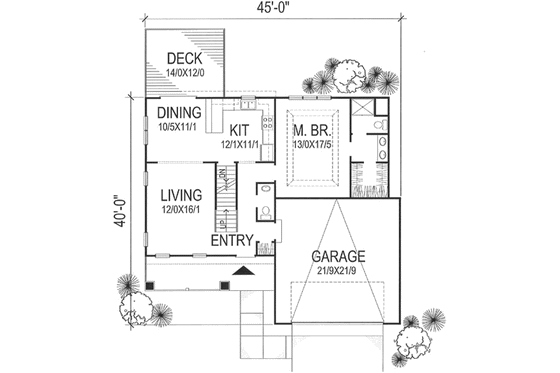 Floor Plan - Main Floor for Traditional House Plan #50-107 - 4 bed, 2.5 bath