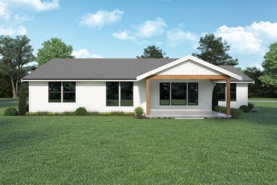 Exterior - Rear Elevation for Ranch House Plan #1070-143 - 3 bed, 2 bath