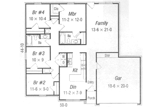 Floor Plan - Main Floor for Traditional House Plan #329-142 - 4 bed, 2 bath