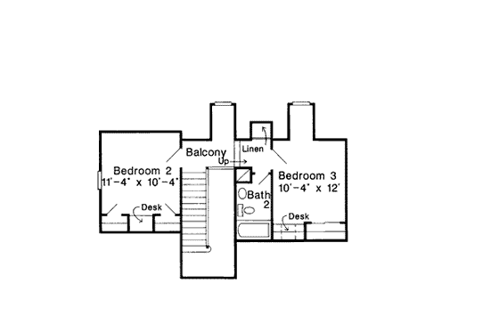 Floor Plan - Upper Floor for European House Plan #410-169 - 3 bed, 2.5 bath