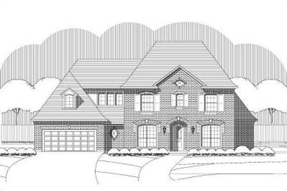 Exterior - Front Elevation for European House Plan #411-767 - 4 bed, 3.5 bath