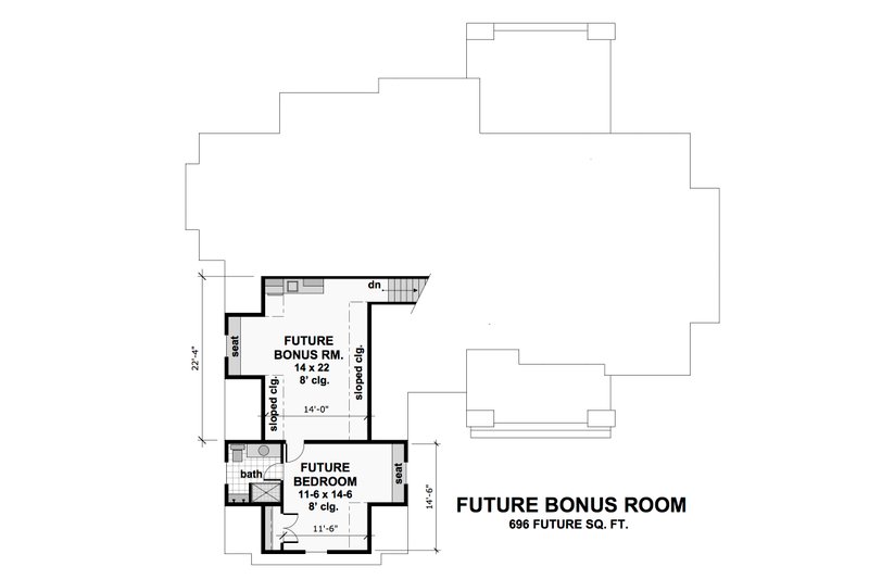 House Blueprint - Floor Plan - Upper Floor for Craftsman House Plan #51-572 - 4 bed, 3 bath
