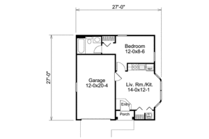 Floor Plan - Main Floor for Traditional House Plan #57-397 - 1 bed, 1 bath