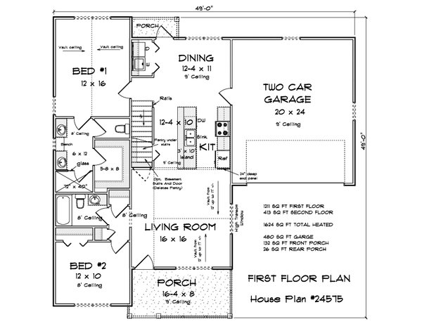 House Blueprint - Cottage Floor Plan - Main Floor Plan #513-2368
