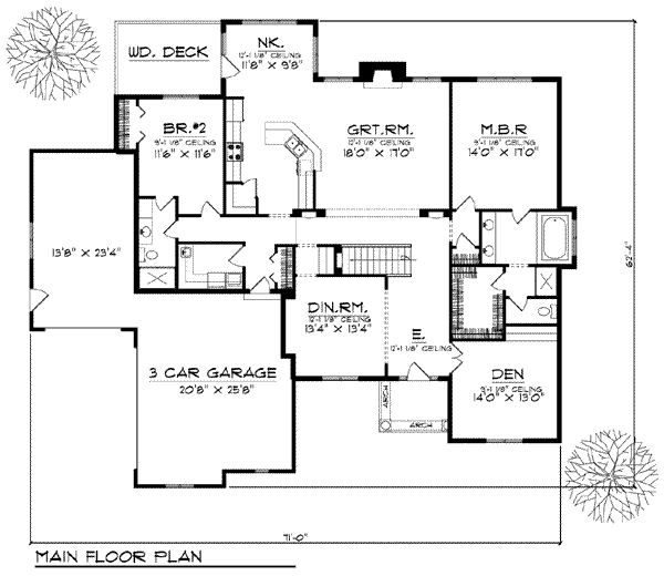 Colonial Floor Plan - Main Floor Plan #70-811