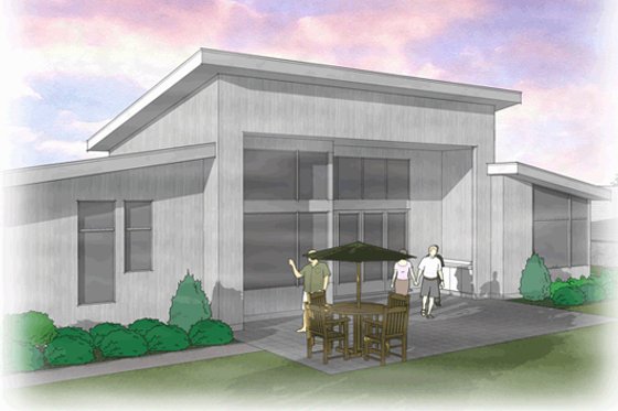Exterior - Rear Elevation for Modern House Plan #48-460 - 2 bed, 2 bath
