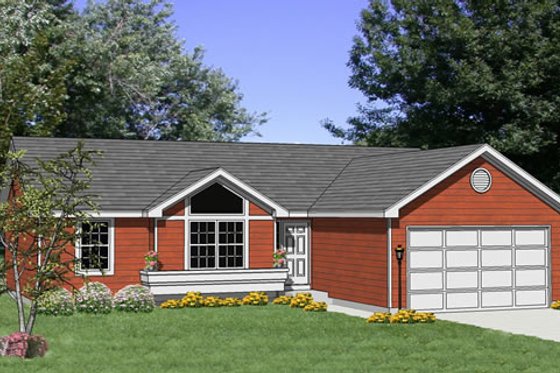 Exterior - Front Elevation for Ranch House Plan #116-152 - 3 bed, 2 bath