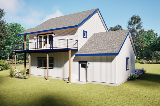 Exterior - Rear Elevation 1 for Farmhouse House Plan #1099-10 - 1 bed, 1 bath