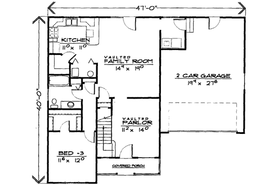 Floor Plan - Main Floor for Traditional House Plan #308-142 - 3 bed, 2 bath