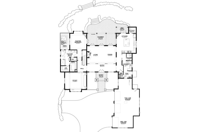 House Blueprint - Floor Plan - Main Floor for Craftsman House Plan #895-11 - 3 bed, 2.5 bath