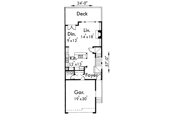 Floor Plan - Main Floor for Traditional House Plan #303-398 - 2 bed, 2.5 bath