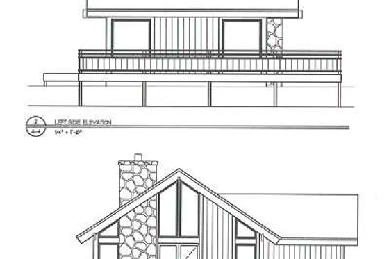 Exterior - Rear Elevation for Cabin House Plan #116-104 - 2 bed, 2 bath