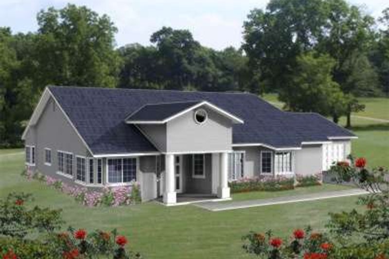 Home Plan - Exterior - Front Elevation 2 for Adobe / Southwestern House Plan #1-519 - 4 bed, 3 bath