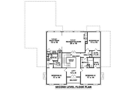 Floor Plan - Upper Floor for European House Plan #81-1309 - 4 bed, 3.5 bath