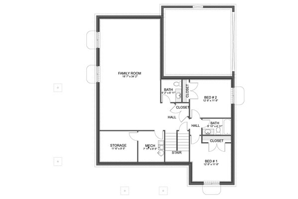 House Blueprint - Farmhouse Floor Plan - Lower Floor Plan #1060-417