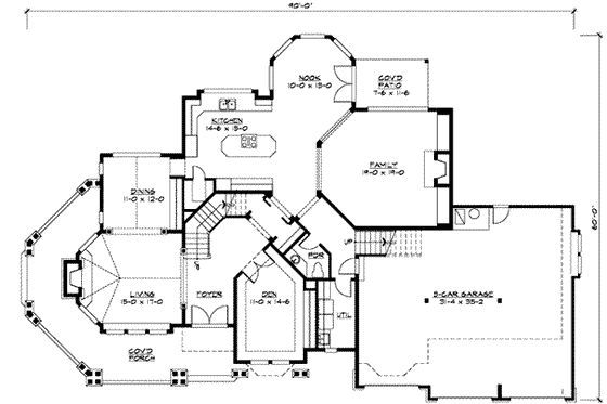 Floor Plan - Main Floor for Craftsman House Plan #132-165 - 4 bed, 3.5 bath