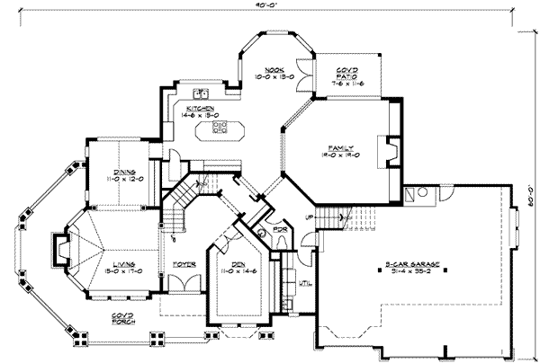 Craftsman Floor Plan - Main Floor Plan #132-165