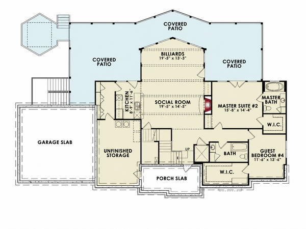 Floor Plan - Lower Floor for Traditional House Plan #54-710 - 4 bed, 4 bath