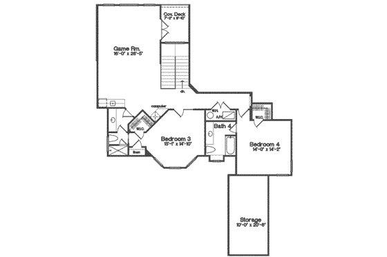 Floor Plan - Upper Floor for Mediterranean House Plan #135-111 - 4 bed, 5 bath