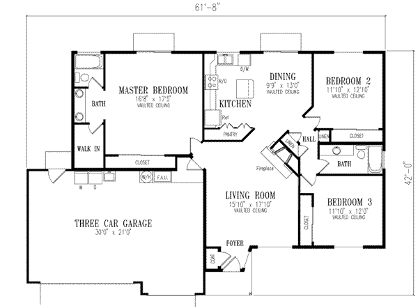 Architectural House Design - Ranch Floor Plan - Main Floor Plan #1-307