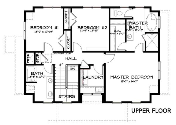 Dream House Plan - Craftsman Floor Plan - Upper Floor Plan #434-5