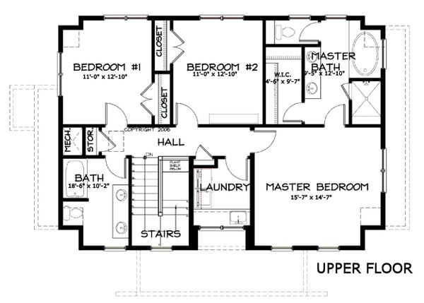 Craftsman Floor Plan - Upper Floor Plan #434-5