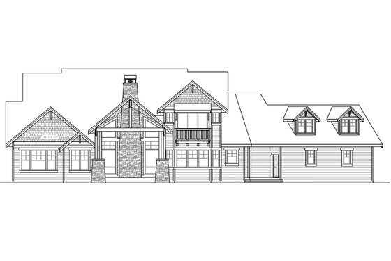 Exterior - Rear Elevation for Craftsman House Plan #124-1032 - 3 bed, 3.5 bath